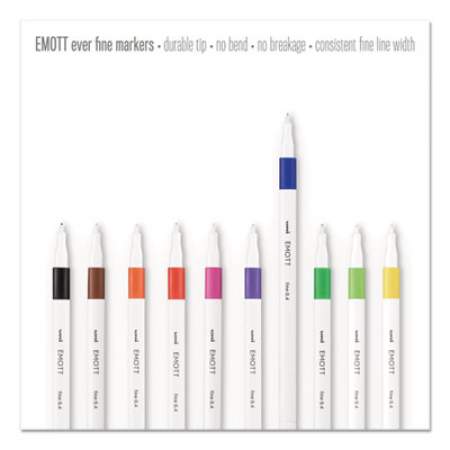 uni-ball EMOTT ever fine Porous Point Pen, Stick, Fine 0.4 mm, Assorted Ink Colors, White Barrel, 40/Pack (24839)