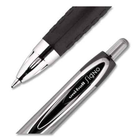 uni-ball Signo 207 Gel Pen, Retractable, Medium 0.7 mm, Black Ink, Smoke/Black Barrel, Dozen (33950)