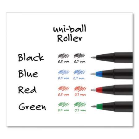 uni-ball STICK ROLLER BALL PEN, MICRO 0.5MM, BLUE INK, BLACK MATTE BARREL, DOZEN (60153)