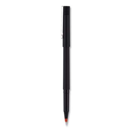 uni-ball Roller Ball Pen, Stick, Micro 0.5 mm, Red Ink, Black Matte Barrel, Dozen (60152)