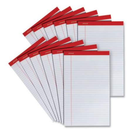 Universal Perforated Ruled Writing Pads, Wide/Legal Rule, Red Headband, 50 White 8.5 x 14 Sheets, Dozen (45000)