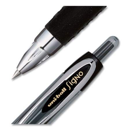uni-ball Signo 207 Gel Pen, Retractable, Micro 0.5 mm, Black Ink, Smoke/Black Barrel, Dozen (61255)