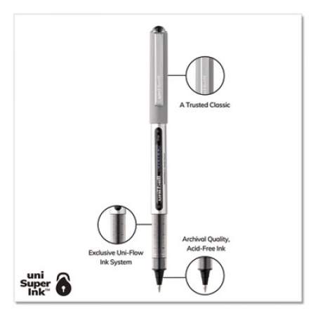uni-ball VISION Roller Ball Pen, Stick, Fine 0.7 mm, Evergreen Ink, Gray Barrel, Dozen (60386)