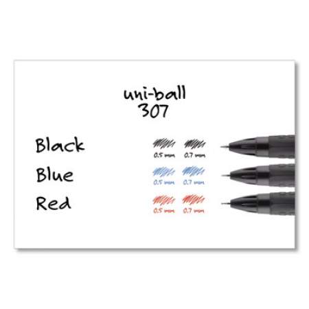 uni-ball 307 RETRACTABLE GEL PEN, MICRO 0.5 MM, BLACK INK/BARREL, DOZEN (1947087)