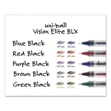 uni-ball VISION ELITE BLX STICK ROLLER BALL PEN, MICRO 0.5MM, ASSORTED INK/BARREL, 5/PACK (1832410)