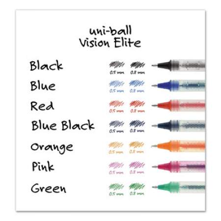 uni-ball VISION ELITE Roller Ball Pen, Stick, Bold 0.8 mm, Blue Ink, White/Blue Barrel (69024)