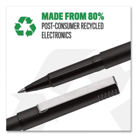 uni-ball Roller Ball Pen, Stick, Fine 0.7 mm, Green Ink, Black Matte Barrel, Dozen (60104)