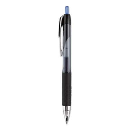uni-ball Signo 207 Gel Pen, Retractable, Micro 0.5 mm, Blue Ink, Smoke/Black/Blue Barrel, Dozen (61256)