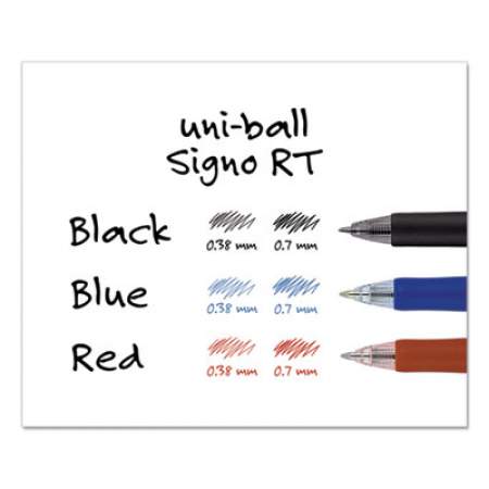 uni-ball SIGNO RETRACTABLE GEL PEN, 0.7MM, BLUE INK, BLUE/METALLIC BARREL, DOZEN (65941)