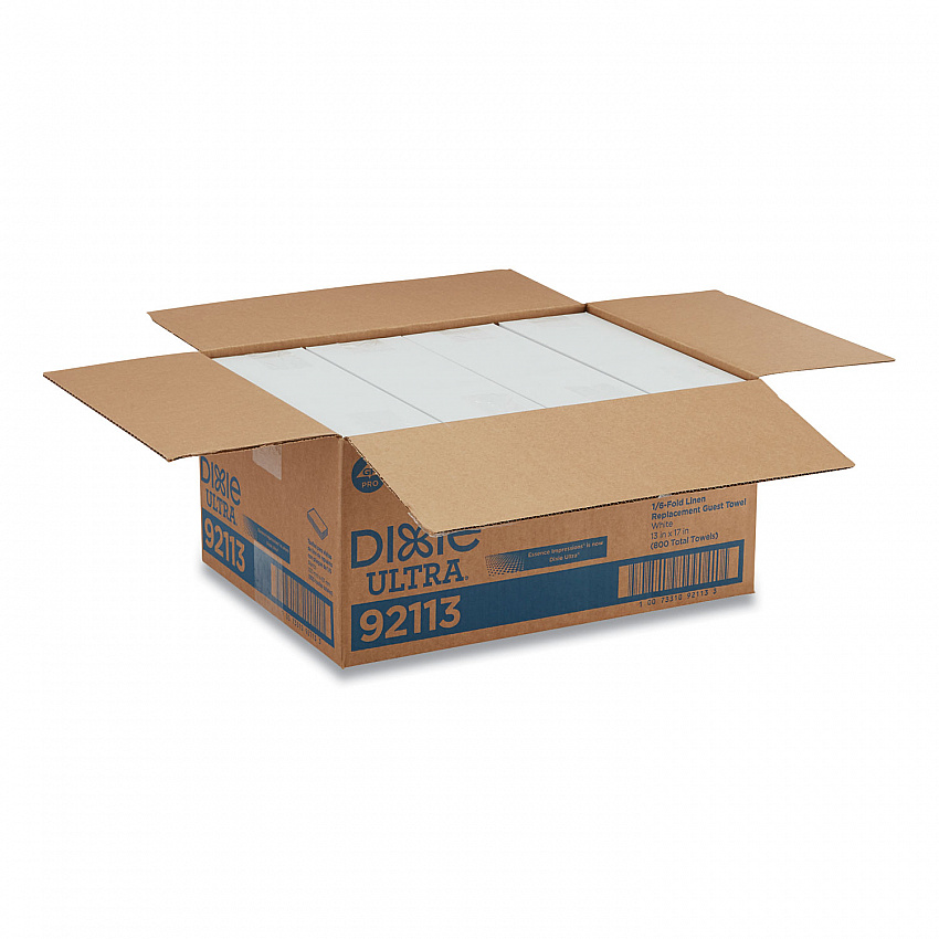 1/6-Fold Linen Replacement Towels, 13 x 17, White, 200/Box, 4 Boxes/Carton (92113)