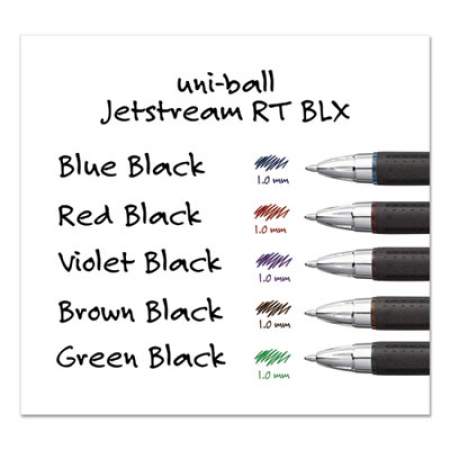 uni-ball JETSTREAM RETRACTABLE BALLPOINT PEN, 1MM, BLUE-BLACK INK, BLACK BARREL (1858845)