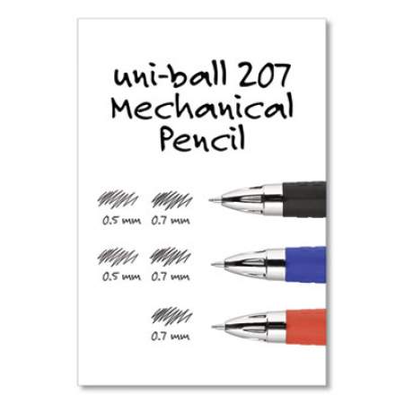 uni-ball 207 Mechanical Pencil with Lead and Eraser Refills, 0.7 mm, HB (#2), Black Lead, Assorted Barrel Colors, 3/Set (70139)