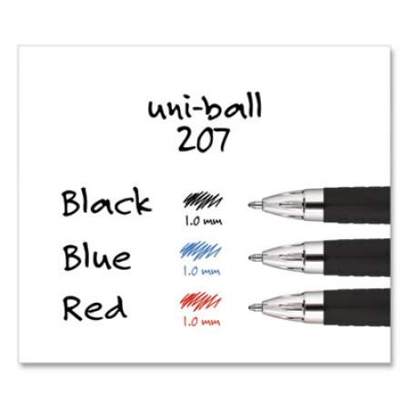uni-ball Signo 207 Gel Pen, Retractable, Bold 1 mm, Black Ink, Translucent Black Barrel, Dozen (1790895)