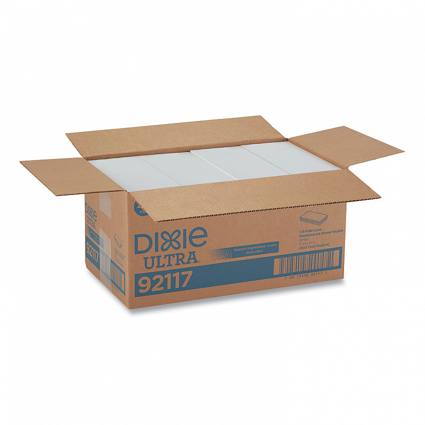 1/8-Fold Linen-Replacement Dinner Napkins, 2-Ply, 17 x 17, White (92117)