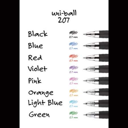 uni-ball Signo 207 Gel Pen, Retractable, Medium 0.7 mm, Purple Ink, Smoke/Black/Purple Barrel, Dozen (70221)