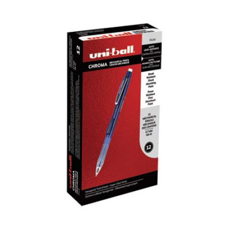 uni-ball Chroma Mechanical Pencil, 0.7 mm, HB (#2), Black Lead, Cobalt Barrel, Dozen (70134)