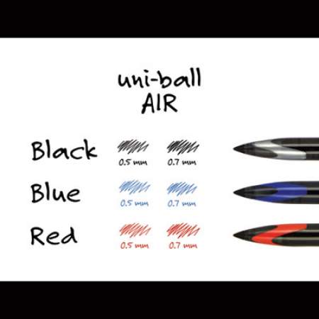 uni-ball AIR POROUS ROLLERBALL PEN, MEDIUM 0.7MM, ASSORTED INK, BLACK BARREL, 3/PACK (1927595)