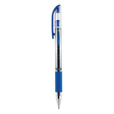 uni-ball Signo GRIP Gel Pen, Stick, Medium 0.7 mm, Blue Ink, Silver/Blue Barrel, Dozen (65451)