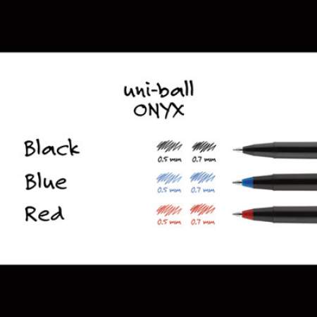uni-ball ONYX STICK ROLLER BALL PEN, FINE 0.7MM, BLUE INK, BLACK MATTE BARREL, 72/PACK (2013568)