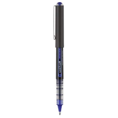 uni-ball VISION Roller Ball Pen, Stick, Bold 1 mm, Blue Ink, Black/Blue Barrel, Dozen (70129)