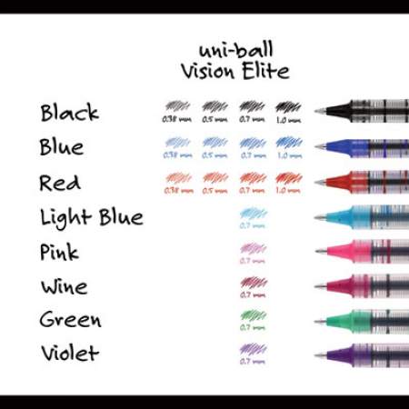 uni-ball VISION STICK ROLLER BALL PEN, FINE 0.7MM, BLUE INK, BLUE/GRAY BARREL, DOZEN (60134)