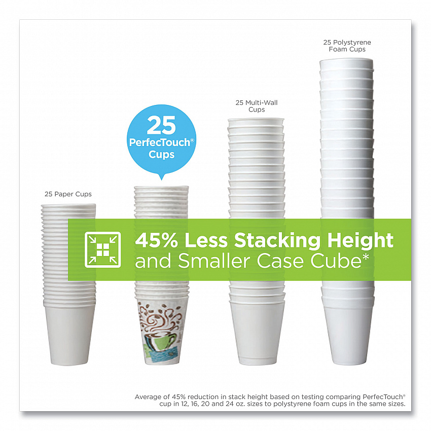 PerfecTouch Paper Hot Cups, 10 oz, Coffee Haze Design, 50/Sleeve, 20 Sleeves/Carton (92959)
