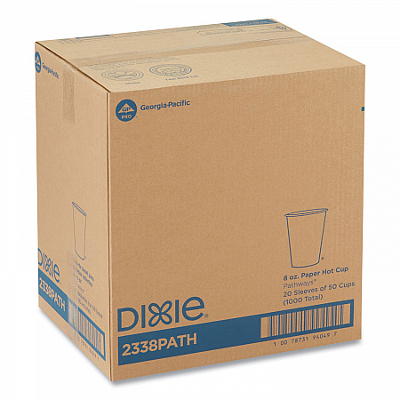 Pathways Paper Hot Cups, 8 oz, White/Brown, 50/Sleeve, 20 Sleeves/Carton (2338PATH)