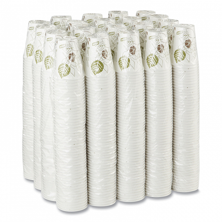 Pathways Paper Hot Cups, 8 oz, White/Brown, 50/Sleeve, 20 Sleeves/Carton (2338PATH)