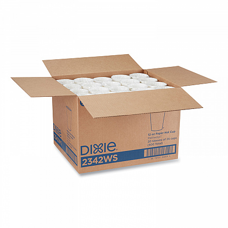 Pathways Paper Hot Cups, WiseSize, 12 oz, White/Brown, 25/Bag, 20 Bags/Carton (2342WS)