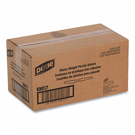 Heavyweight Polystyrene Cutlery, Knife, Plastic, Clear, 1,000/Carton (KH017)
