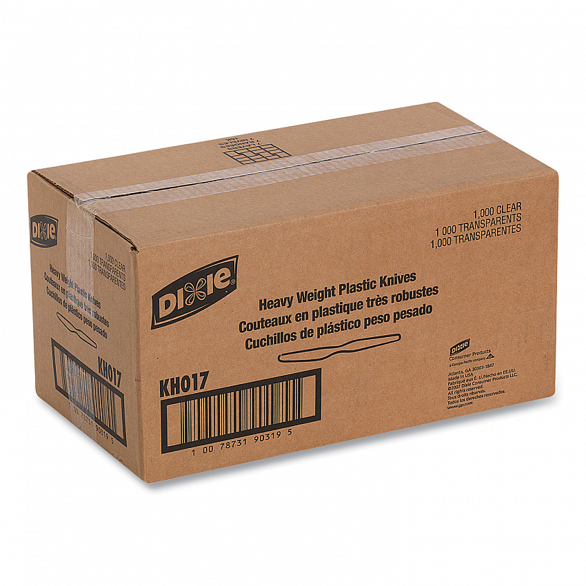 Heavyweight Polystyrene Cutlery, Knife, Plastic, Clear, 1,000/Carton (KH017)