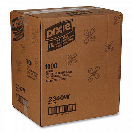 Paper Hot Cups, 10 oz, White, 50/Sleeve, 20 Sleeves/Carton (2340W)