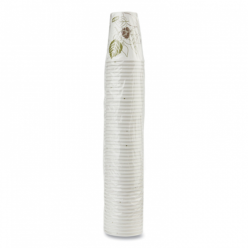 Pathways Paper Hot Cups, 8 oz, White/Brown, 50/Pack (2338PATHPK)