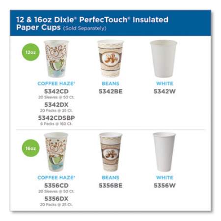 Dixie PerfecTouch Paper Hot Cups, 12 oz, Coffee Haze Design, Individually Wrapped, 1,000/Carton (5342CDWR)