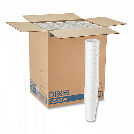 Paper Hot Cups, 16 oz, White, 50/Sleeve, 20 Sleeves/Carton (2346W)
