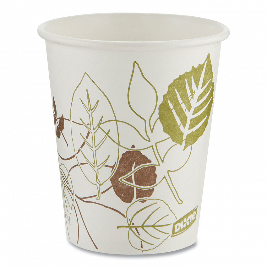 Pathways Paper Hot Cups, 10 oz, White/Brown, 50/Pack (2340PATHPK)