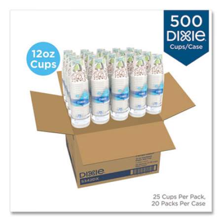 Dixie PerfecTouch Paper Hot Cups, 12 oz, Coffee Haze Design, 25 Sleeve, 20 Sleeves/Carton (5342DX)