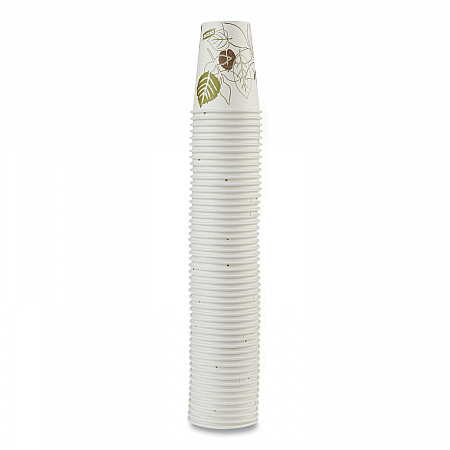 Pathways Paper Hot Cups, 8 oz, White/Brown, 50/Pack (2338PATHPK)