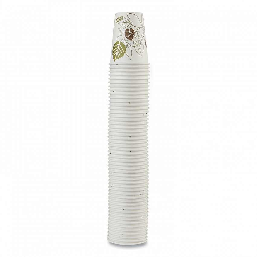 Pathways Paper Hot Cups, 8 oz, White/Brown, 50/Pack (2338PATHPK)
