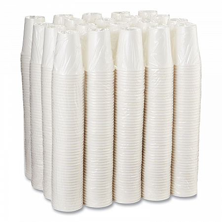Paper Hot Cups, 12 oz, White, 50/Sleeve, 20 Sleeves/Carton (2342W)
