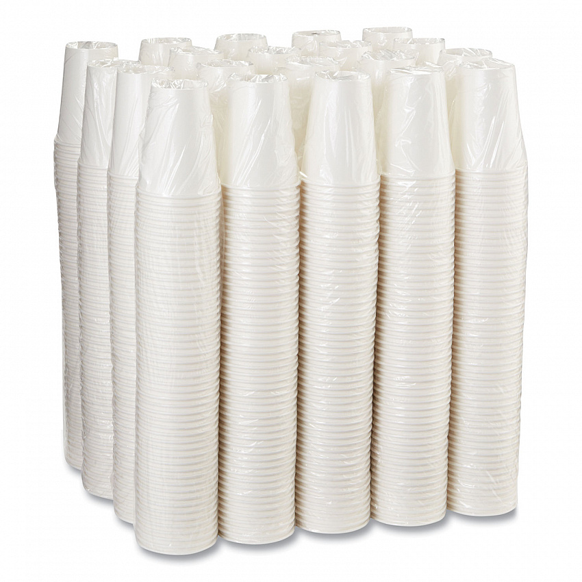 Paper Hot Cups, 12 oz, White, 50/Sleeve, 20 Sleeves/Carton (2342W)