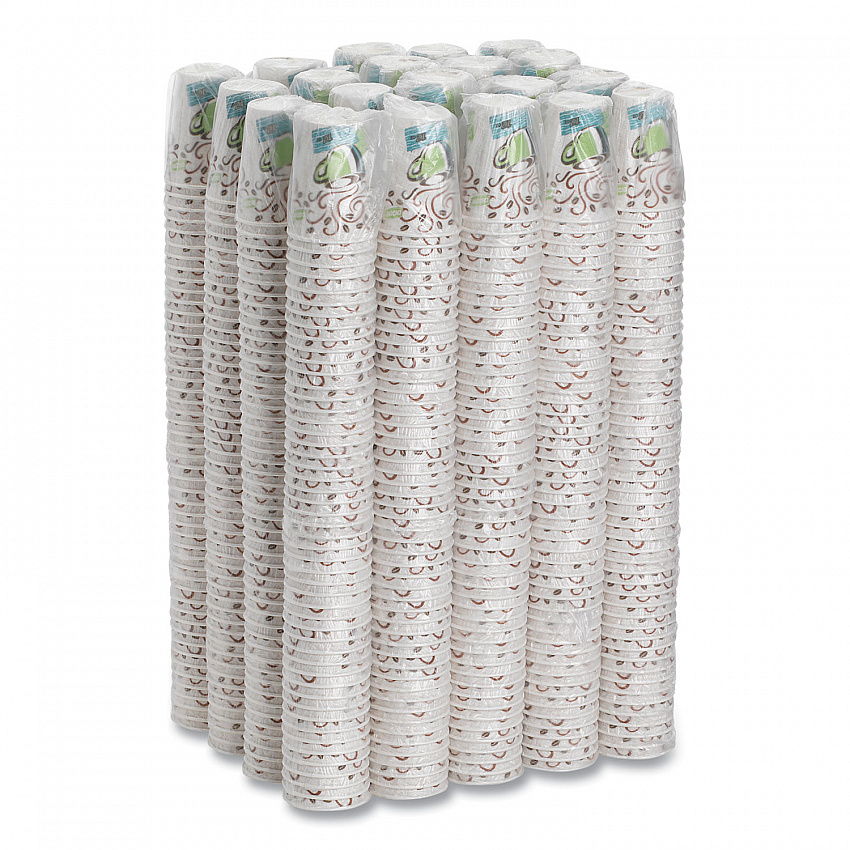 PerfecTouch Paper Hot Cups, 12 oz, Coffee Haze Design, Individually Wrapped, 1,000/Carton (5342CDWR)