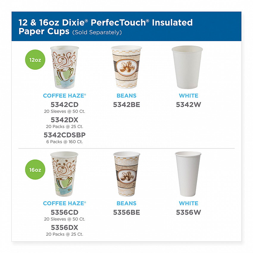 PerfecTouch Paper Hot Cups, 12 oz, Coffee Haze Design, 50/Pack (5342CDPK)