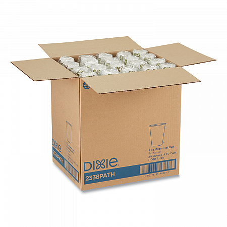 Pathways Paper Hot Cups, 8 oz, White/Brown, 50/Sleeve, 20 Sleeves/Carton (2338PATH)