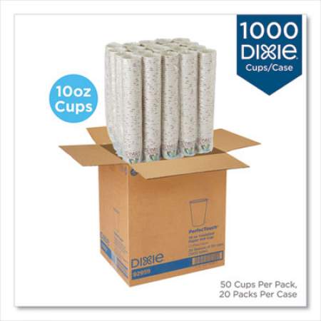 Dixie PerfecTouch Paper Hot Cups, 10 oz, Coffee Haze Design, 50 Sleeve, 20 Sleeves/Carton (92959)