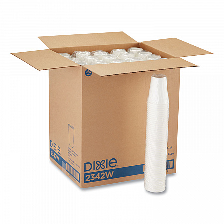 Paper Hot Cups, 12 oz, White, 50/Sleeve, 20 Sleeves/Carton (2342W)