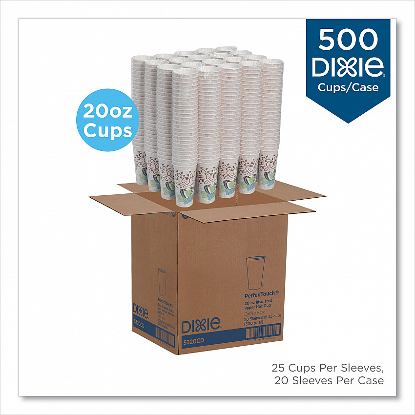 PerfecTouch Paper Hot Cups, 20 oz, Coffee Haze Design, 25/Sleeve, 20 Sleeves/Carton (5320CD)