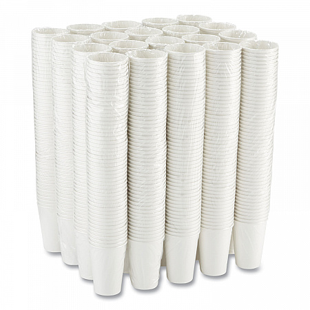 Paper Hot Cups, 16 oz, White, 50/Sleeve, 20 Sleeves/Carton (2346W)