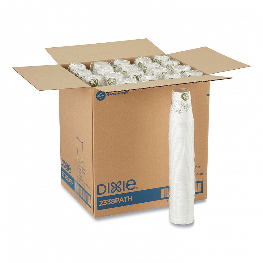 Pathways Paper Hot Cups, 8 oz, White/Brown, 50/Sleeve, 20 Sleeves/Carton (2338PATH)
