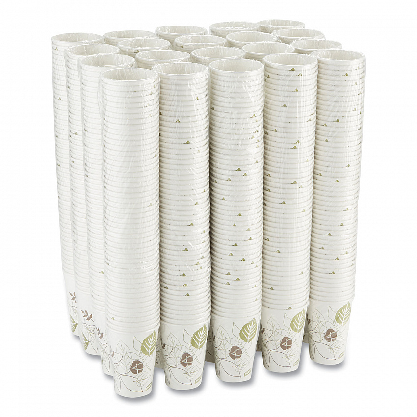 Pathways Paper Hot Cups, 16 oz, White/Brown, 50/Sleeve, 20 Sleeves/Carton (2346PATH)